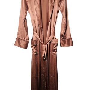 Skims Robe XS 95% Silk Rose Gold Pockets Waist Tie Luxurious